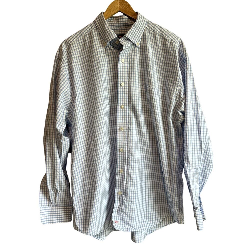 Vineyard Vines Classic Fit Murray Button Down Shirt Blue White XL